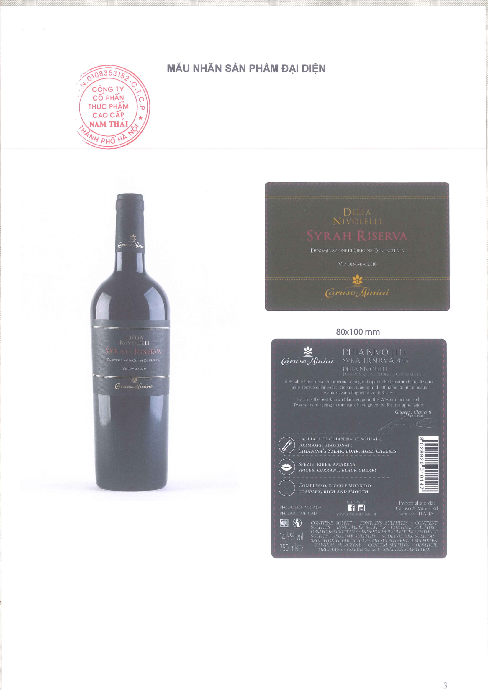 VANG ĐỎ DELIA NIVOLELLI SYRAH RISERVA