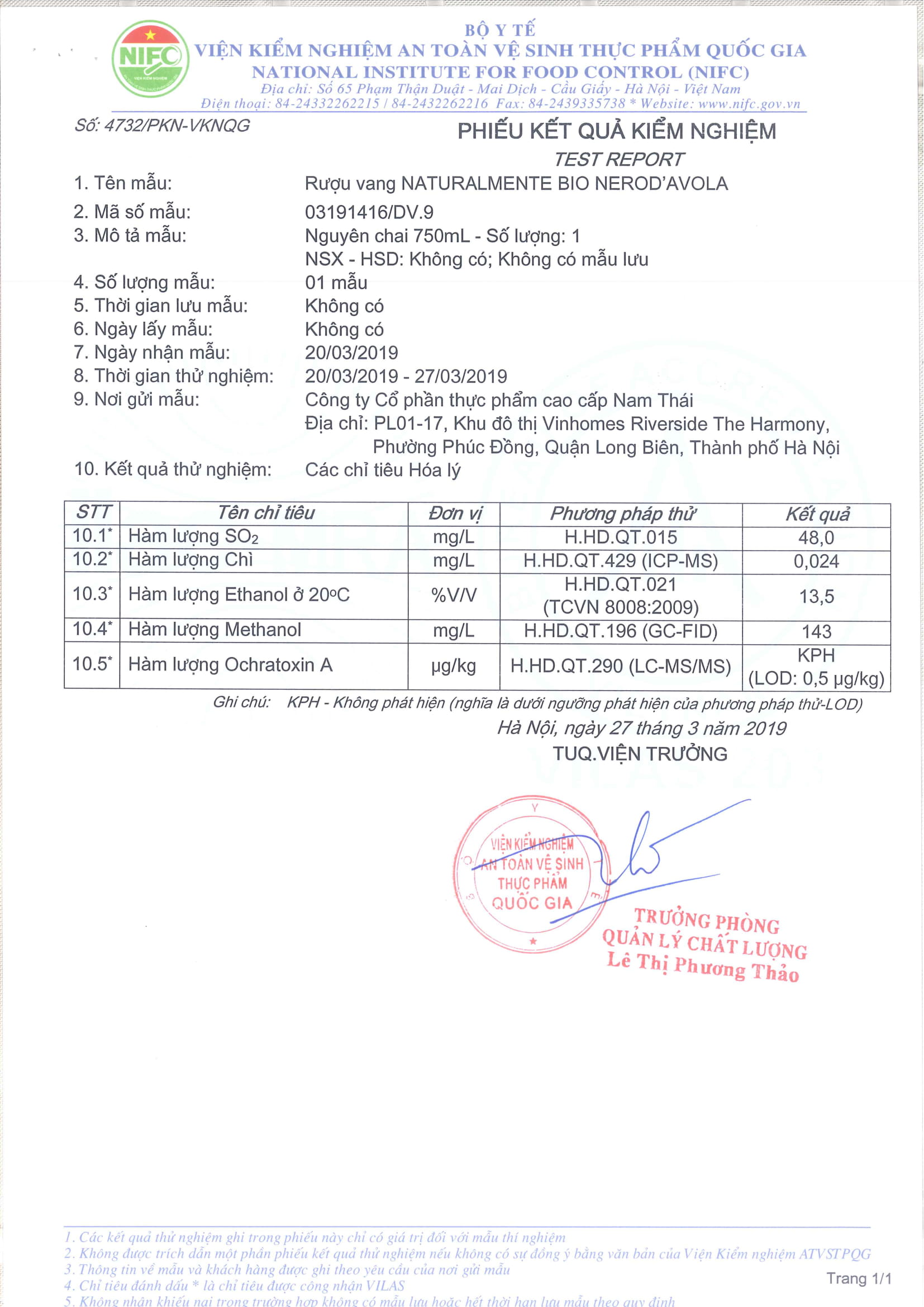 VANG ĐỎ NATURALMENTE BIO NERO D'AVOLA  