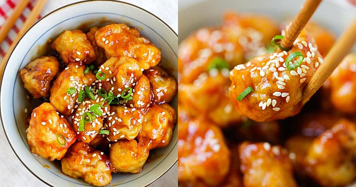 thịt bò chiên sốt cam vừng